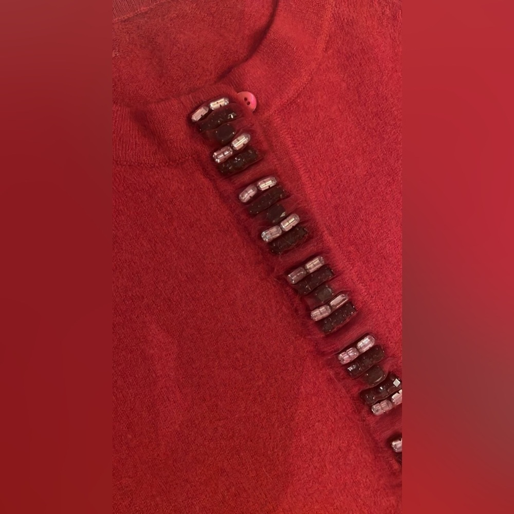 Cozy Red Cardigan button details holiday ready Christmas winter - Picture 2 of 10